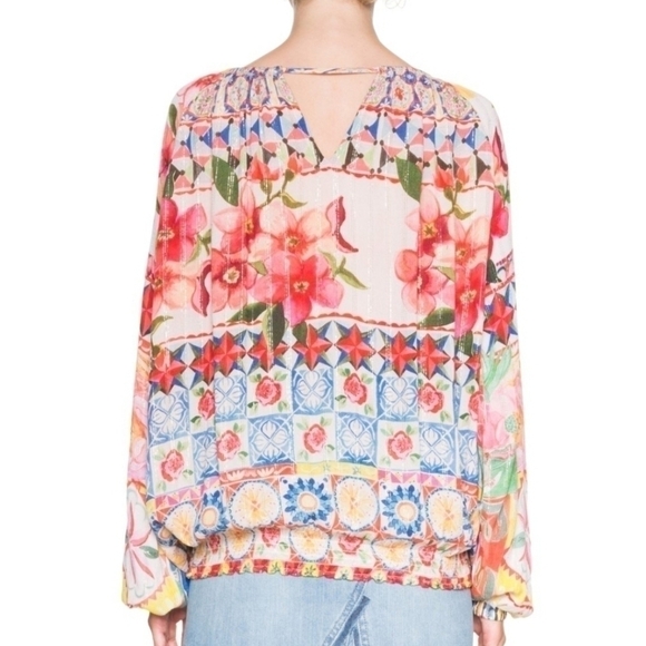 Desigual Whimsical Summer Floral Multicolored and Multiprint Blouse - Picture 2 of 13